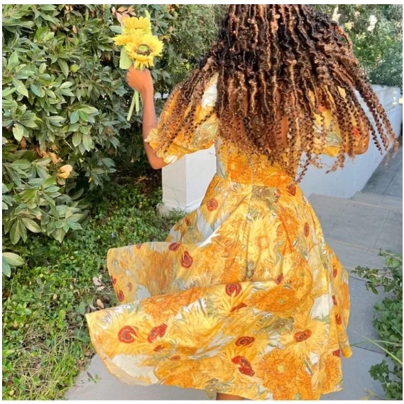 Selkie Tea Rose Sunflowers Dress - Picture 3 of 8